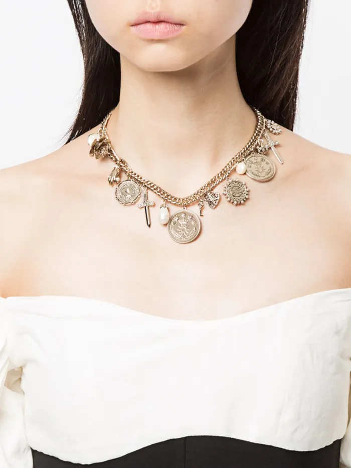 Marchesa Necklaces Charm Front Statement Necklace Gold 8211 Jewelry