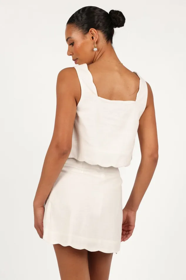 Matching Sets Women Wendie Scalloped Top Cloud White Petal and Pup