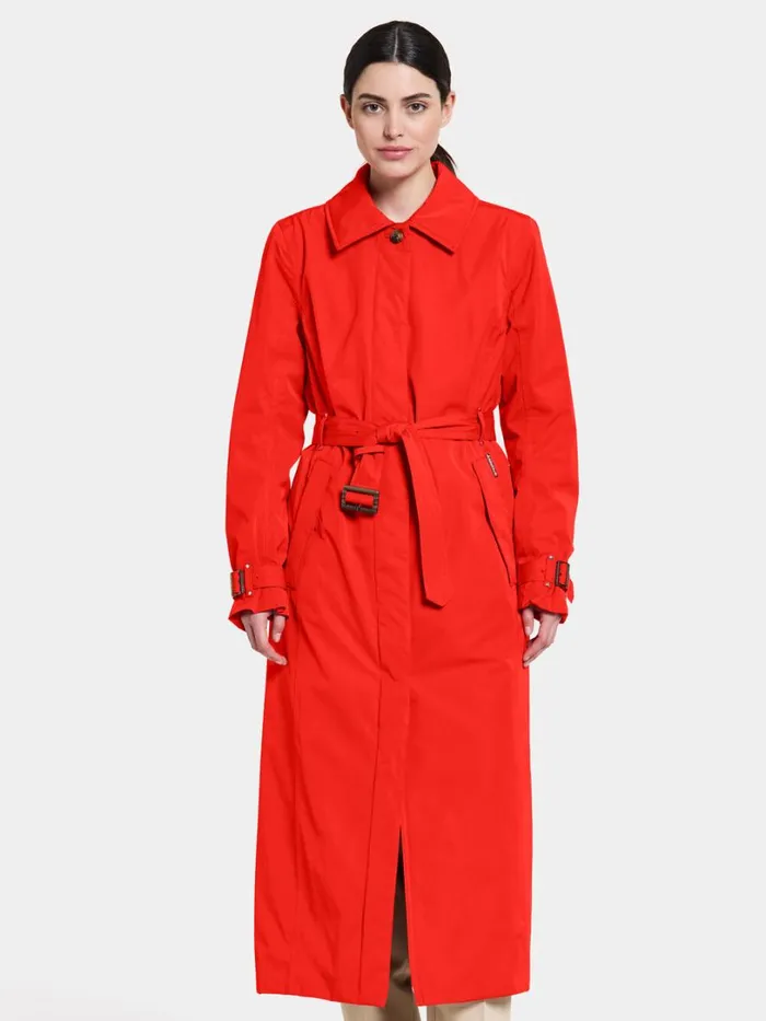 Matilde Coat Long Chili Red Women Didriksons Waterproof Jackets