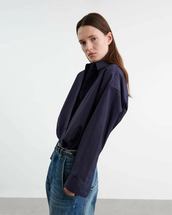 MATTIA SHIRT Navy Women Nili Lotan Tops