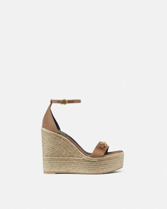 Medusa 03995 Satin Wedge Sandals 120 Mm Beige Women Versace Sandals