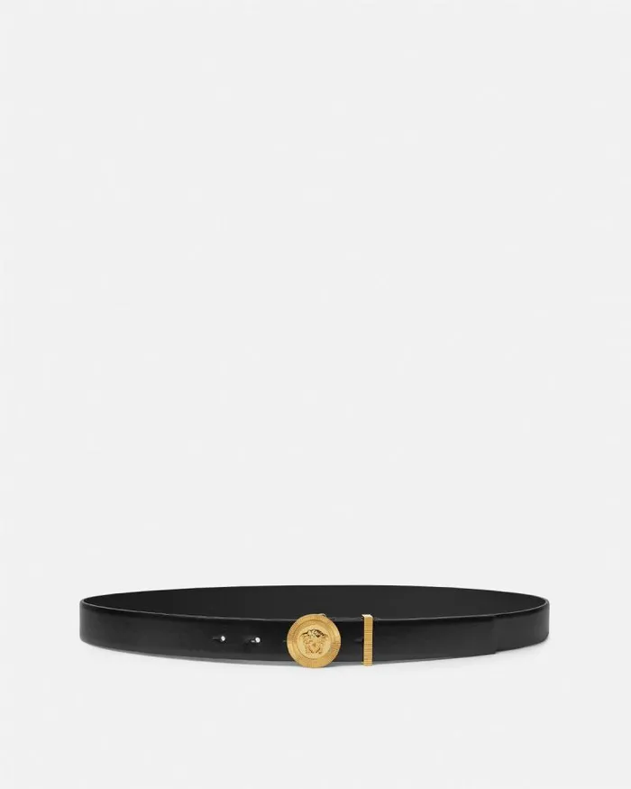 Medusa Biggie Leather Belt 3 Cm Blackgold Men Versace Belts