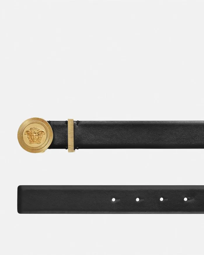 Medusa Biggie Leather Belt 3 Cm Blackgold Men Versace Belts