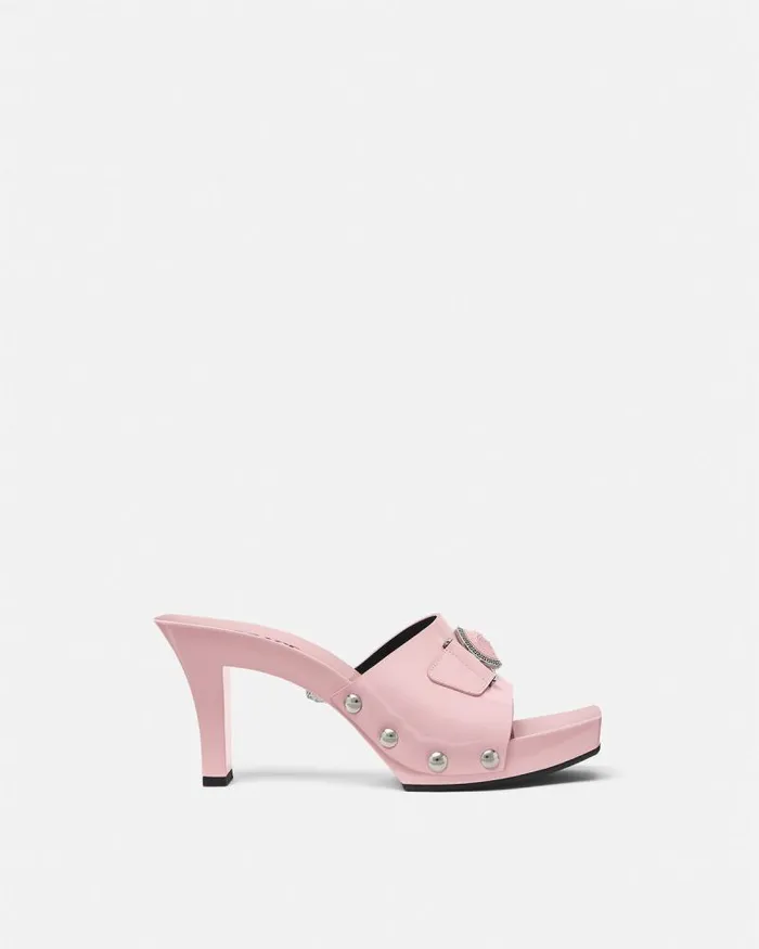 Medusa Buckle Patent Clogs 60 Mm Light Pink Women Versace Sandals