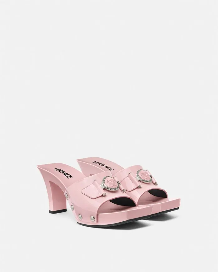 Medusa Buckle Patent Clogs 60 Mm Light Pink Women Versace Sandals