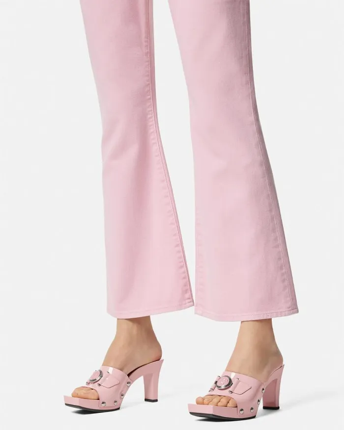 Medusa Buckle Patent Clogs 60 Mm Light Pink Women Versace Sandals