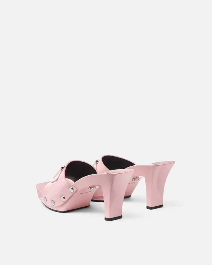 Medusa Buckle Patent Clogs 60 Mm Light Pink Women Versace Sandals