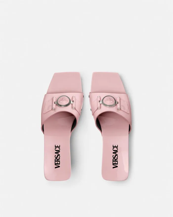 Medusa Buckle Patent Clogs 60 Mm Light Pink Women Versace Sandals
