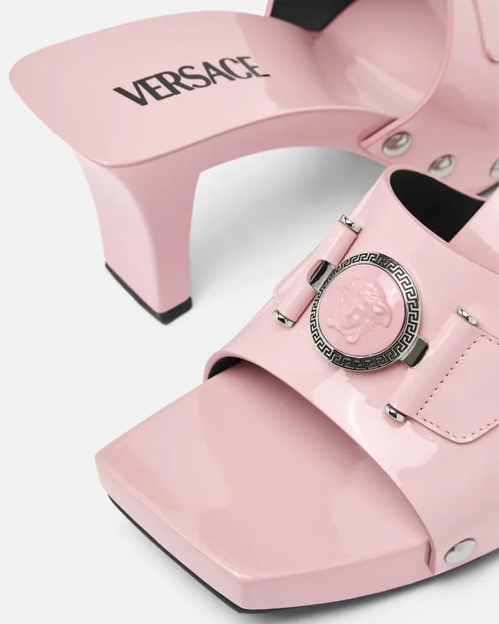 Medusa Buckle Patent Clogs 60 Mm Light Pink Women Versace Sandals