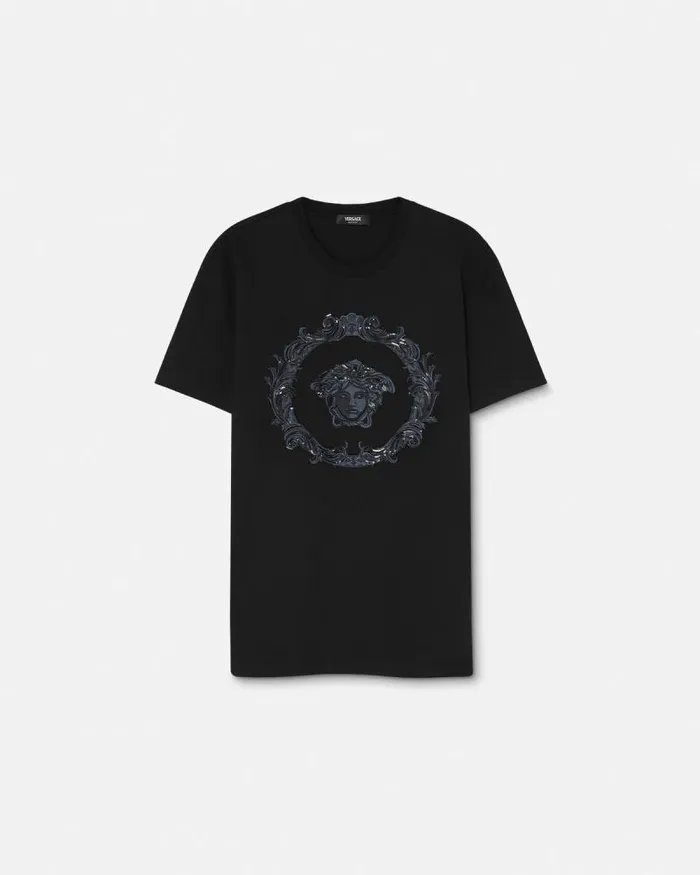 Medusa Cartouche TShirt Black Men Versace TShirts and Polos
