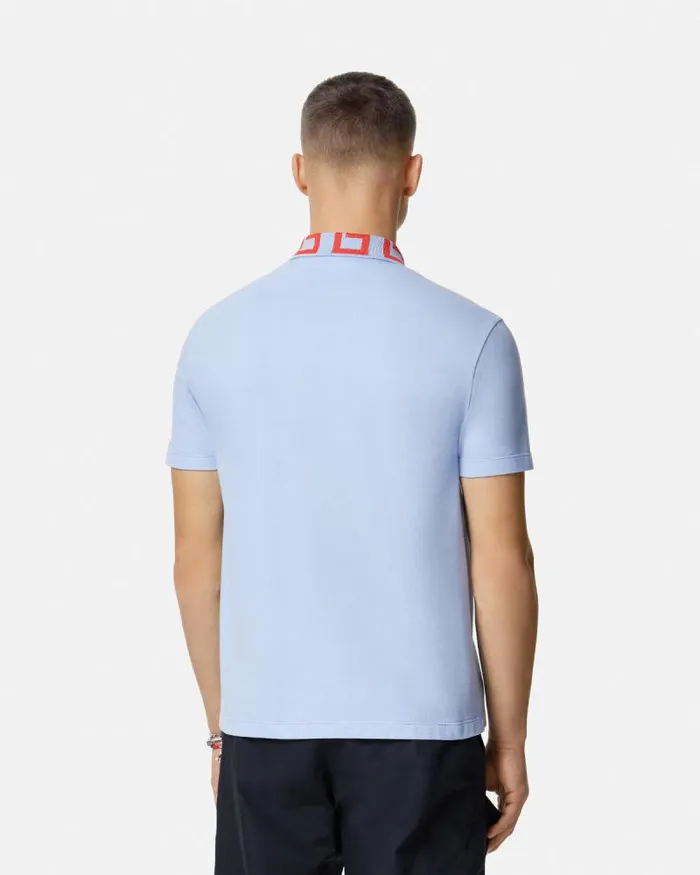 Medusa Greca Polo Shirt Light Blue Men Versace TShirts and Polos