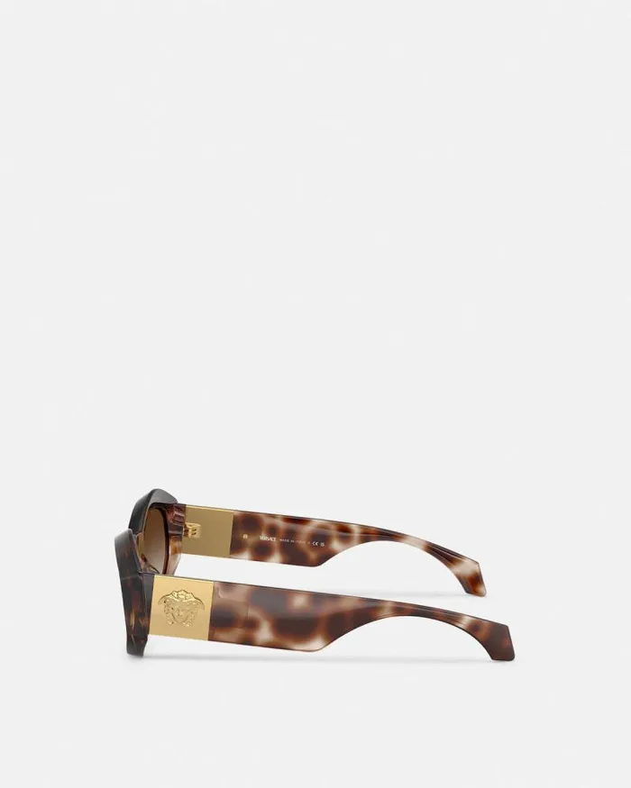 Medusa Plaque Irregular Sunglasses Havana Women Versace Sunglasses