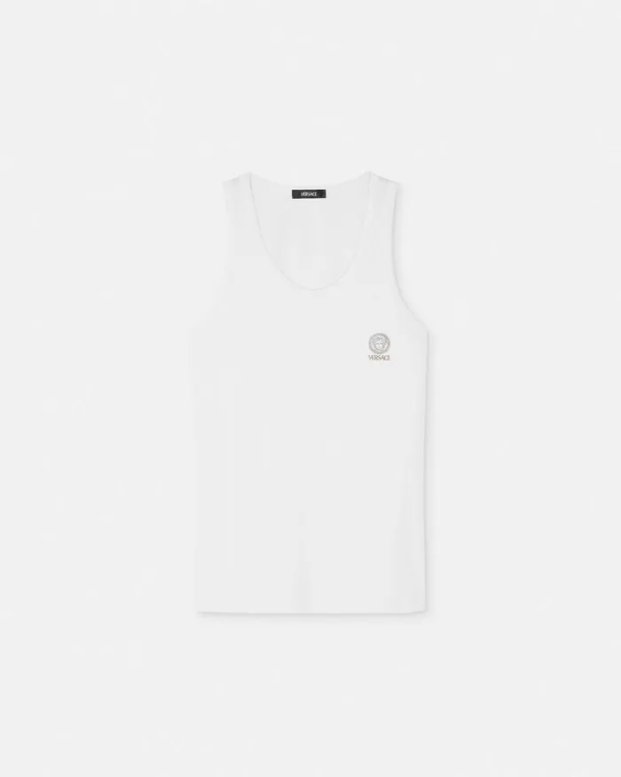 Medusa Tank Top Undershirt White Men Versace Loungewear and Pajamas