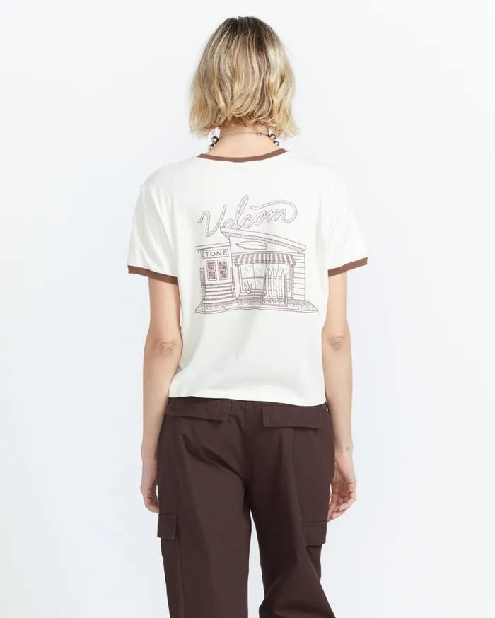 Meet Me There Ringer Tee 8211 Bone Womens Volcom Tops