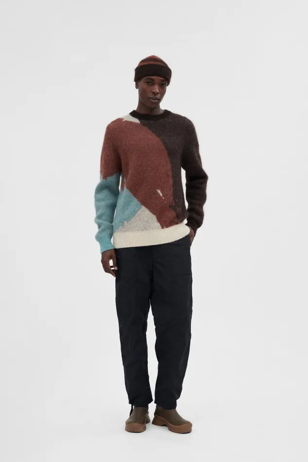 Men Alpaca Mohair Stripe Beanie Espresso Norse Projects Beanies