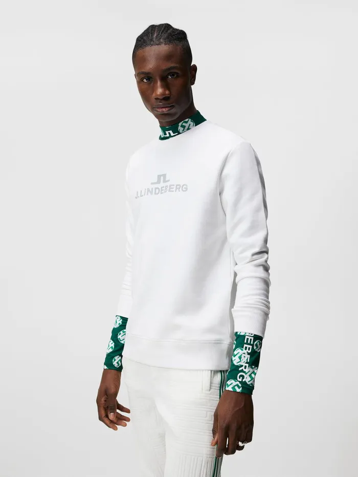 Men Alpha Crew Neck White JLindeberg Sweatshirts