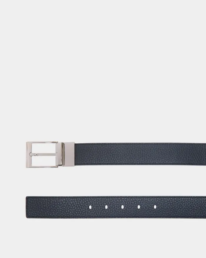 Men Bally Belts Shiffie 35mm Reversible And Adjustable Belt In Navy Blue And Black Leather Multicolor