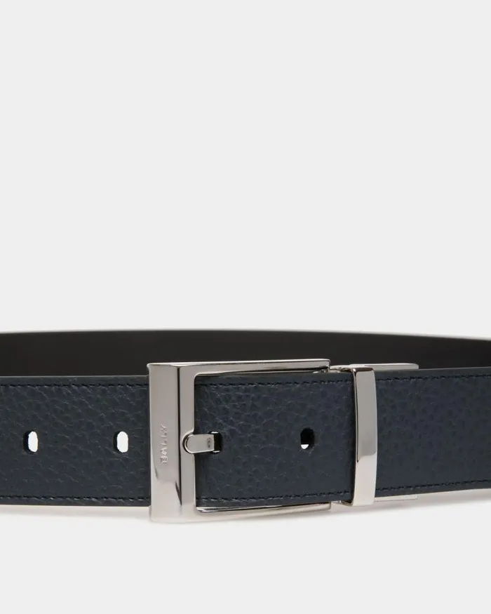 Men Bally Belts Shiffie 35mm Reversible And Adjustable Belt In Navy Blue And Black Leather Multicolor