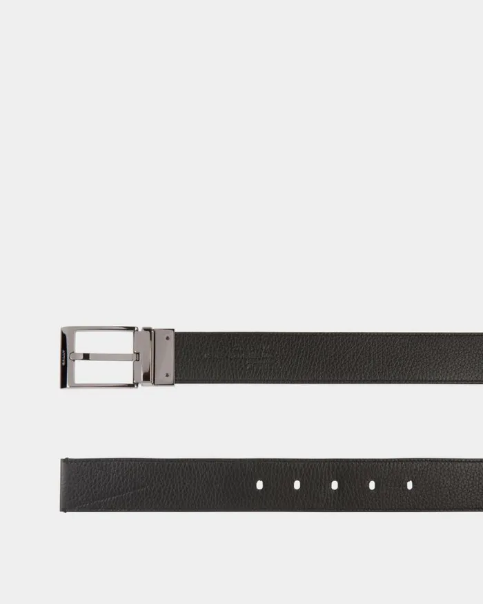 Men Bally Belts Shiffie 35mm Reversible Belt In Black And White Fabric And Leather Black