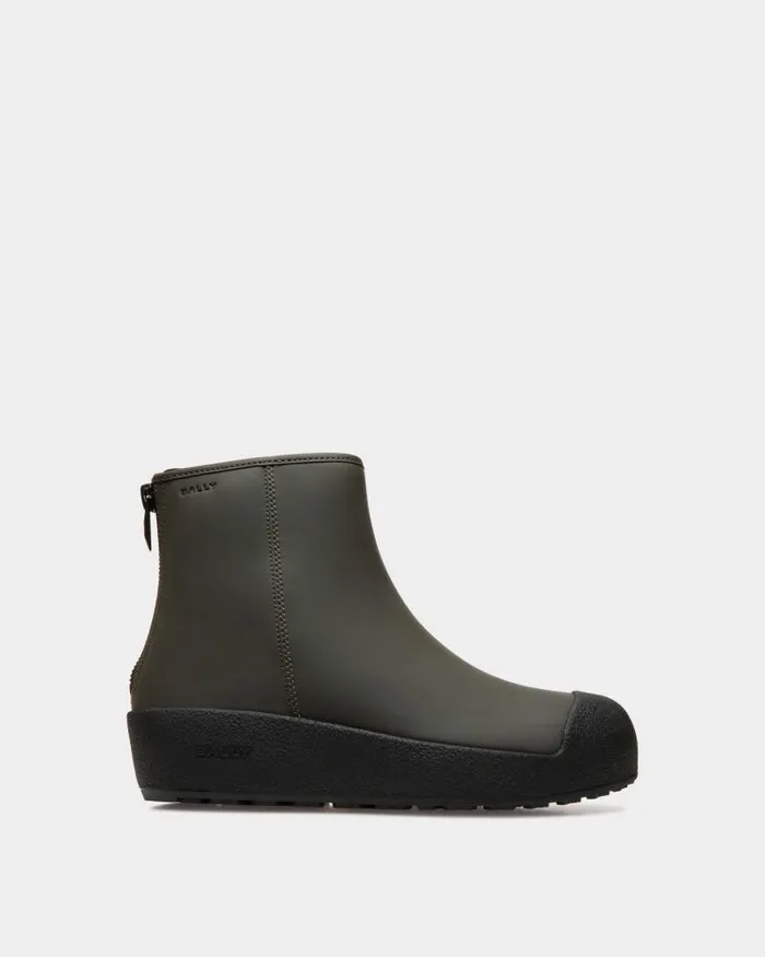 Men Bally Boots and Ankle Boots Bally Curling Bootie In Military Green Rubberized Leather Green