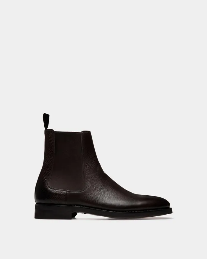 Men Bally Boots and Ankle Boots Scribe Un Bootie In Ebano Deer Leather Brown