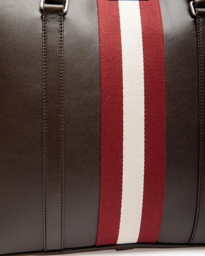 Men Bally Business Bags Code Briefcase In Ebano Leather Brown