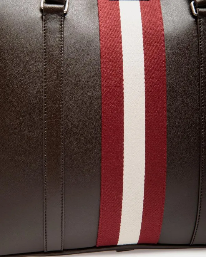 Men Bally Business Bags Code Briefcase In Ebano Leather Brown