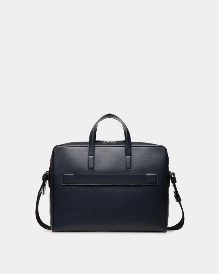 Men Bally Business Bags Mythos Briefcase In Navy Blue Recycled Leather Blue Men Bally Business Bags Mythos Briefcase In Navy Blue Recycled Leather Blue