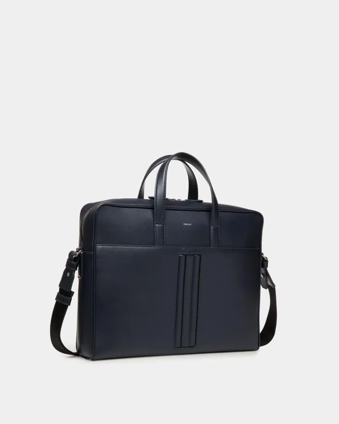 Men Bally Business Bags Mythos Briefcase In Navy Blue Recycled Leather Blue Men Bally Business Bags Mythos Briefcase In Navy Blue Recycled Leather Blue