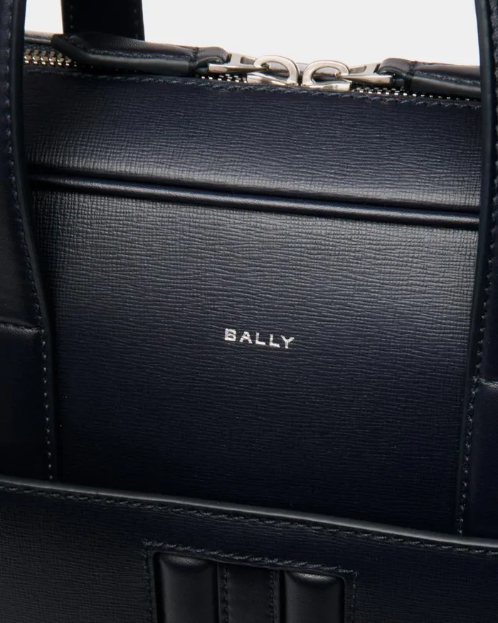 Men Bally Business Bags Mythos Briefcase In Navy Blue Recycled Leather Blue Men Bally Business Bags Mythos Briefcase In Navy Blue Recycled Leather Blue