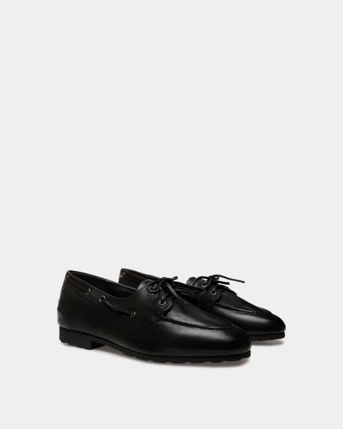 Men Bally Loafers and Moccasins Plume Loafer In Black Leather Black Men Bally Loafers and Moccasins Plume Loafer In Black Leather Black