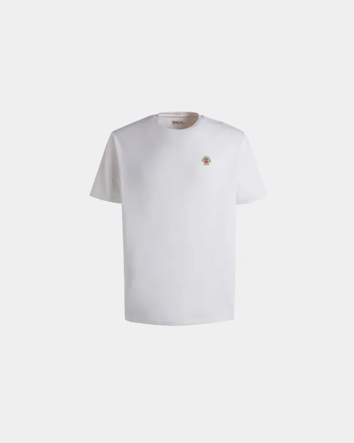 Men Bally Shirts and TShirts TShirt With Bally Crest Logo In White Cotton White