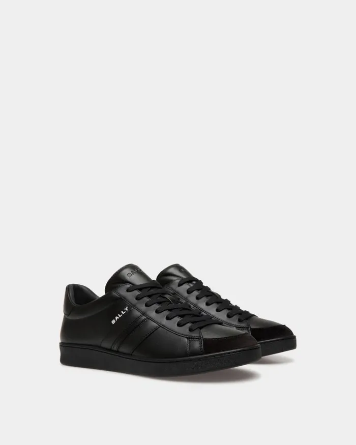 Men Bally Sneakers Tennis Sneaker In Black Leather Black Men Bally Sneakers Tennis Sneaker In Black Leather Black