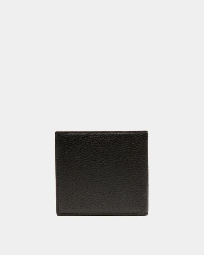 Men Bally Wallets and Card Holders Ribbon Bifold Wallet In Black Grained Leather Black