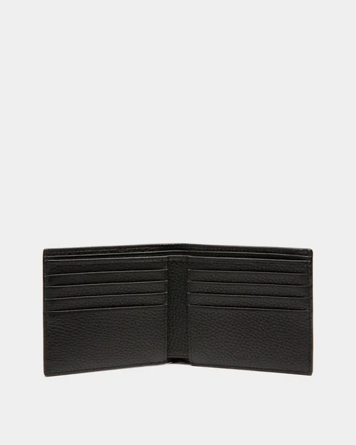 Men Bally Wallets and Card Holders Ribbon Bifold Wallet In Black Grained Leather Black