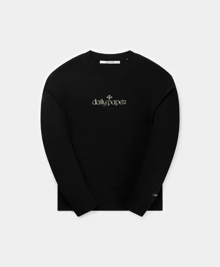 Men Black Forum Knit Sweater Daily Paper Hoodies and Sweaters