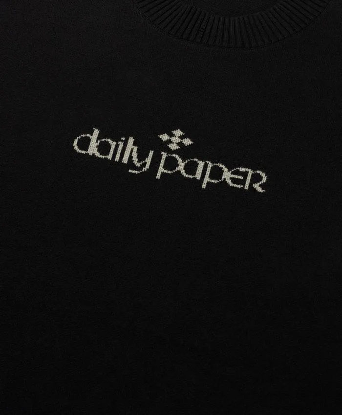 Men Black Forum Knit Sweater Daily Paper Hoodies and Sweaters Men Black Forum Knit Sweater Daily Paper Hoodies and Sweaters