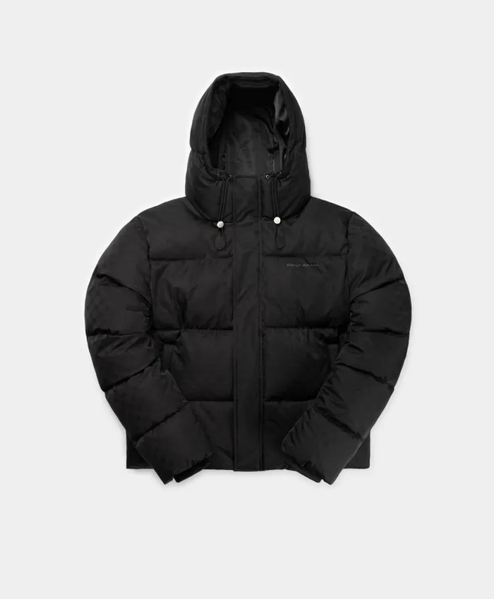 Men Black Monogram Short Puffer Jacket Daily Paper Jackets