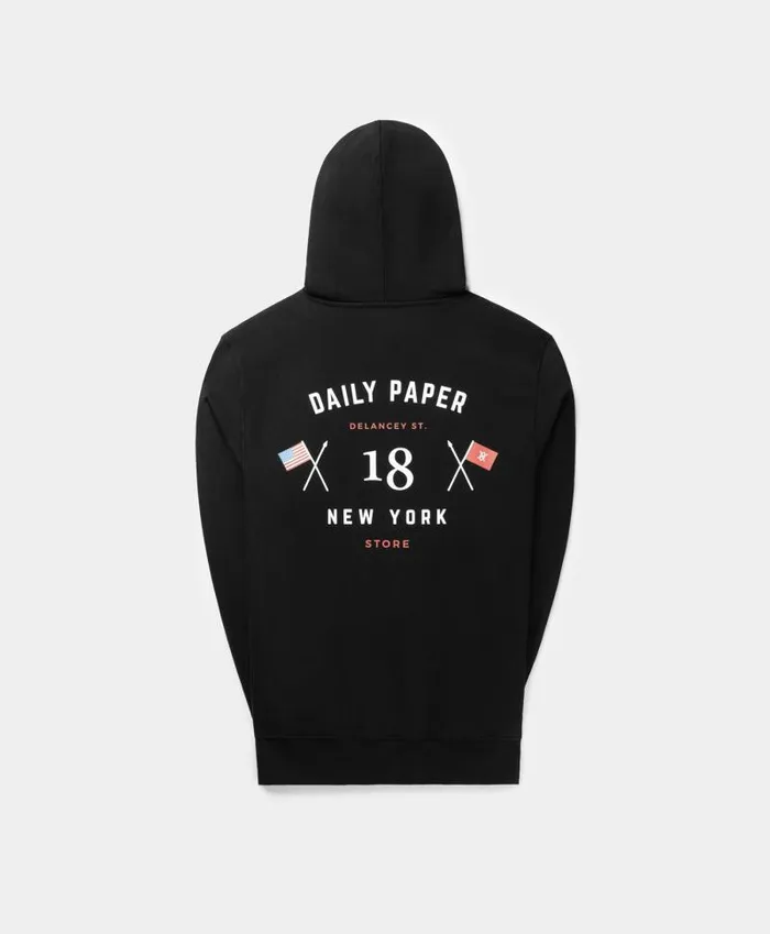 Men Black White New York Flagship Store Hoody Daily Paper Hoodies and Sweaters