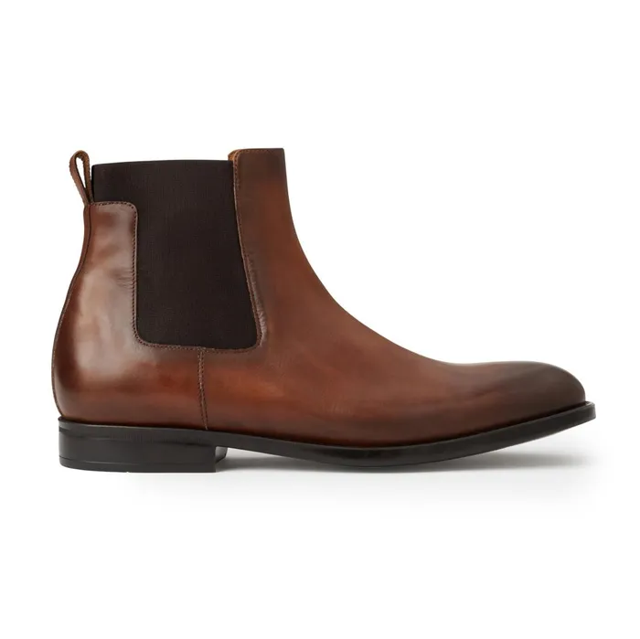 Men Boots Bruno Magli Byron Double Gore Slipon BootCognac