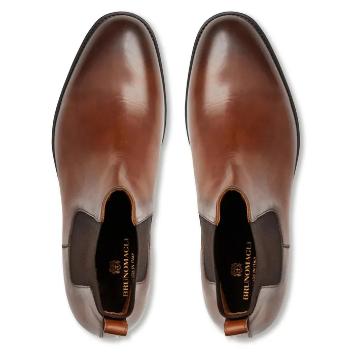 Men Boots Bruno Magli Byron Double Gore Slipon BootCognac