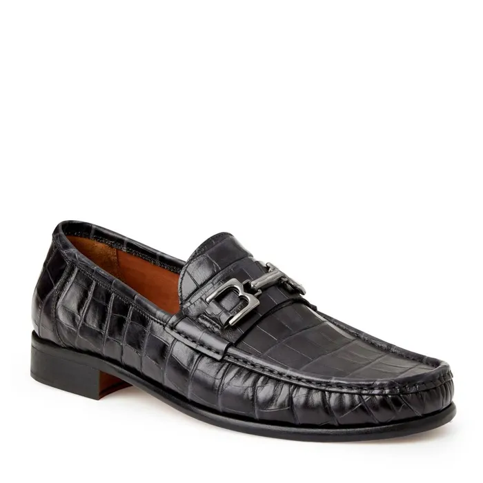 Men Casual Shoes Bruno Magli Trieste Classic Moccasin Black Croc