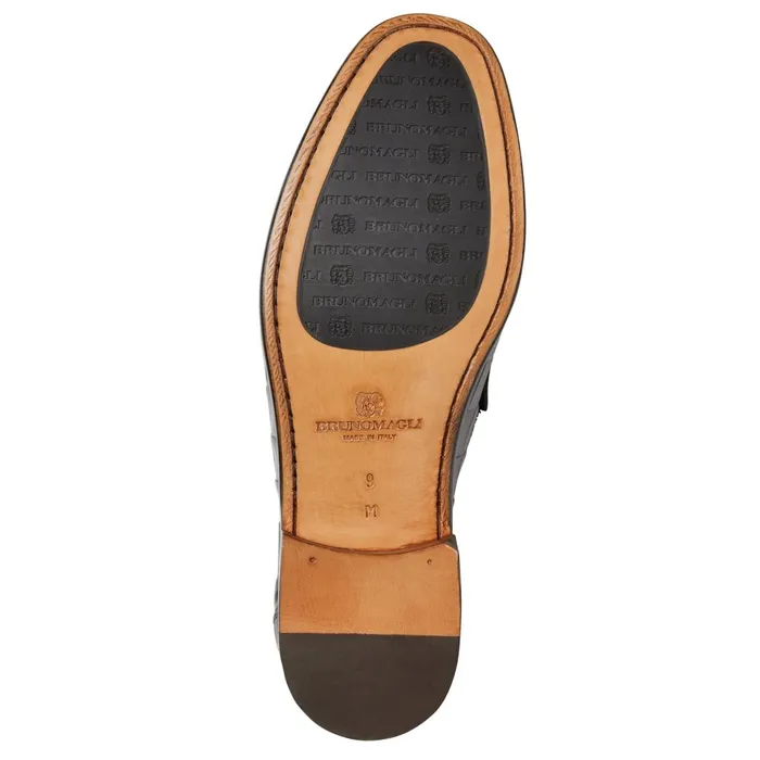 Men Casual Shoes Bruno Magli Trieste Classic Moccasin Black Croc