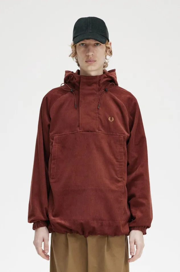Men Cord Overhead Jacket Whisky Brown Fred Perry Coats and Jackets