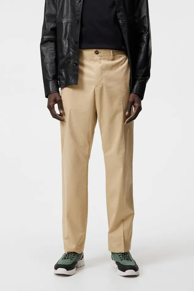 Men Dropper Light Cotton Pants Safari Beige JLindeberg Tailored Trousers