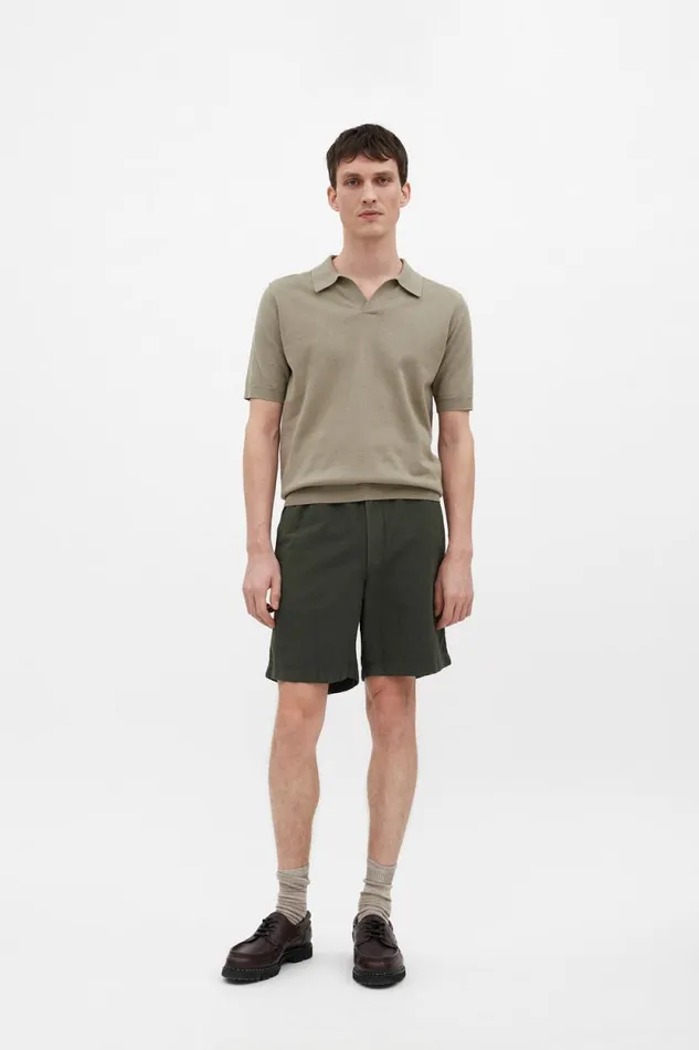 Men Ezra Relaxed Cotton Linen Short Spruce Green Norse Projects Shorts
