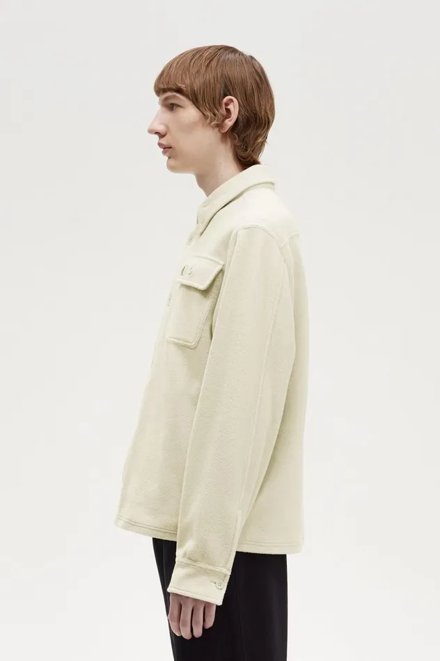 Men Fleece Overshirt Oatmeal Fred Perry Overshirts