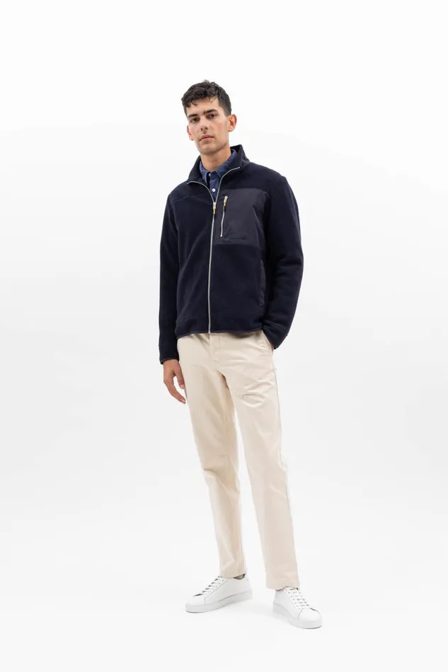 Men Frederik Fleece Full Zip Jacket Dark Navy Norse Projects Outerwear