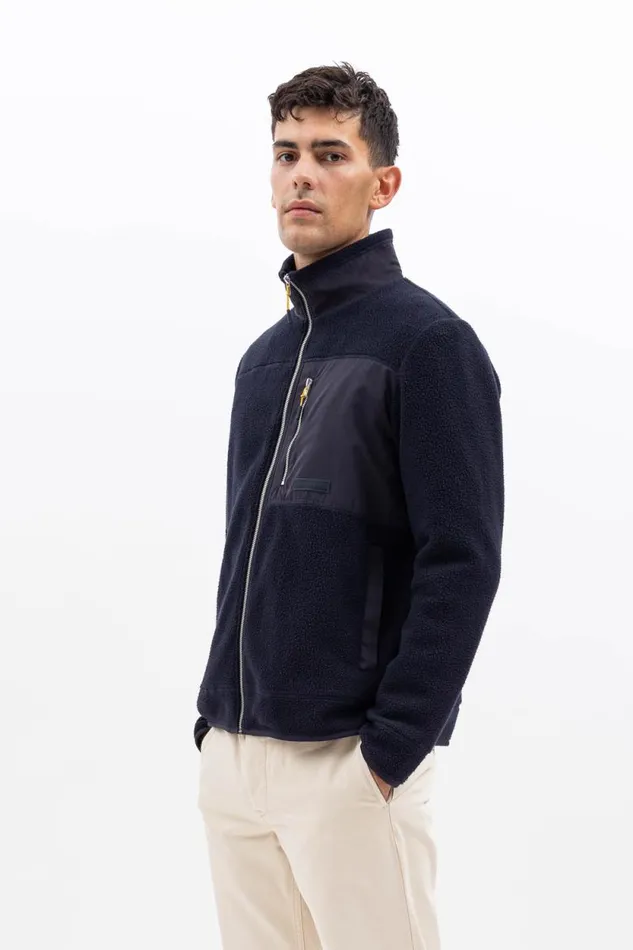 Men Frederik Fleece Full Zip Jacket Dark Navy Norse Projects Outerwear