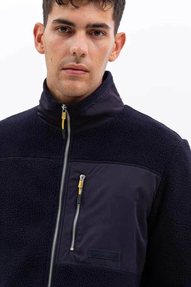 Men Frederik Fleece Full Zip Jacket Dark Navy Norse Projects Outerwear